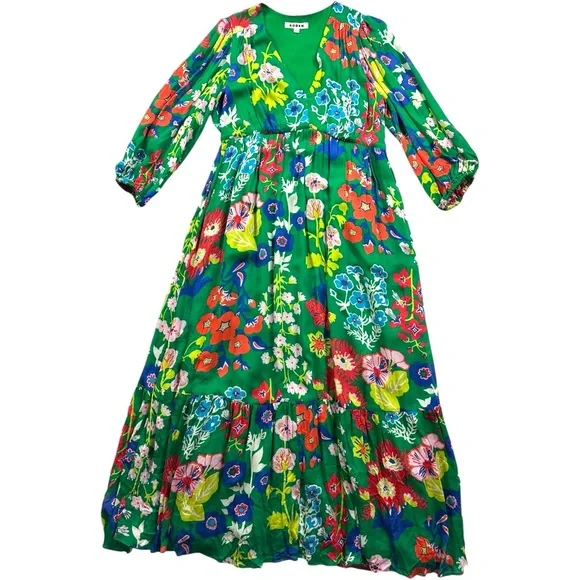 chinese dress ladies Elodie Jersey Maxi Dress-Green, Ornamental Floweret main image 1
